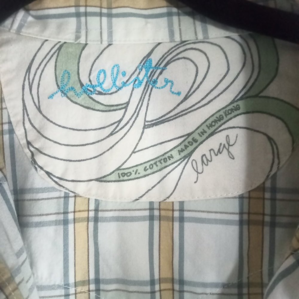 Hollister Shirt Snap Up Men's Size L Snap To Pointed Collar Plaid Western - Picture 3 of 5